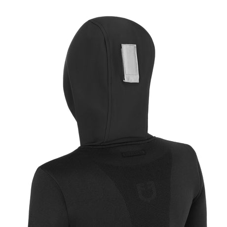 Women's technical hooded sweatshirt with micro-mesh inserts