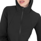 Women's technical hooded sweatshirt with micro-mesh inserts