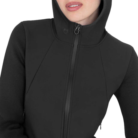 Women's technical hooded sweatshirt with micro-mesh inserts