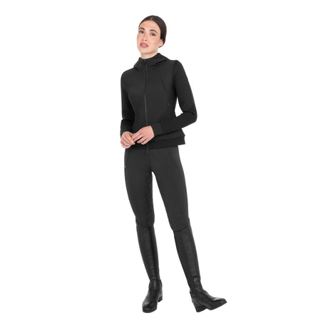 Women's technical hooded sweatshirt with micro-mesh inserts