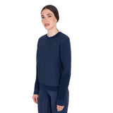 Women's technical crewneck sweatshirt with micro-mesh inserts