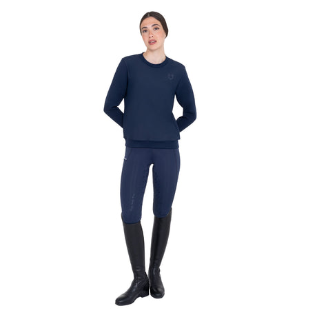 Women's technical crewneck sweatshirt with micro-mesh inserts
