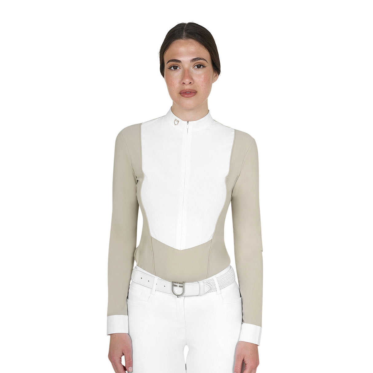 Women's long-sleeved competition polo shirt with zip