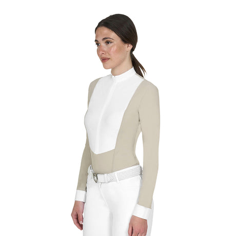 Women's long-sleeved competition polo shirt with zip