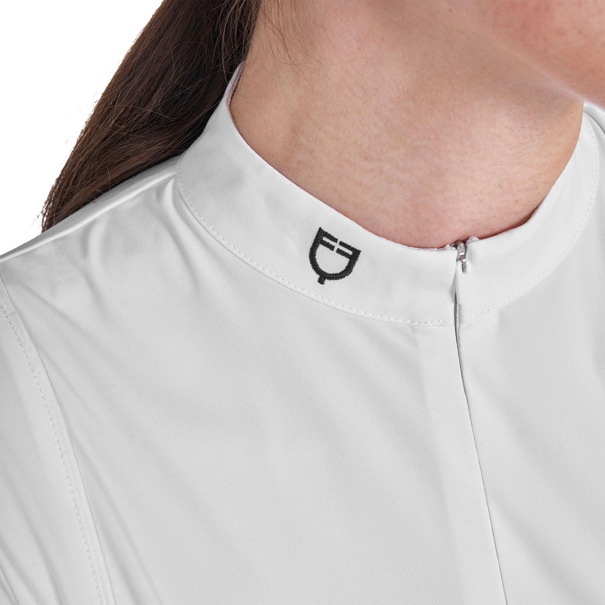 Women's long-sleeved competition polo shirt with zip