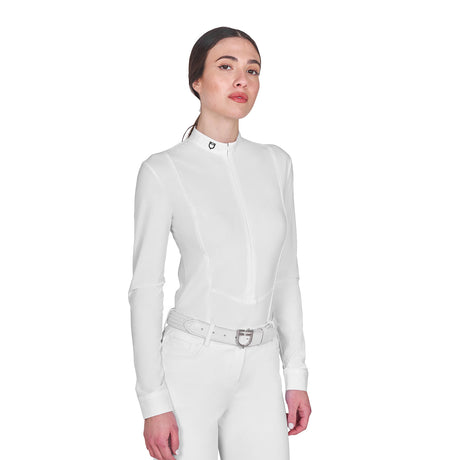 Women's long-sleeved competition polo shirt with zip