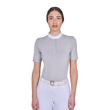 Women's competition polo shirt with concealed button closure
