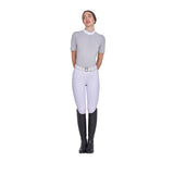 Women's competition polo shirt with concealed button closure