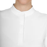 Women's competition polo shirt with concealed button closure