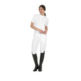 Women's competition polo shirt with concealed button closure