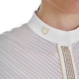 Women's slim fit competition polo shirt with silk-like fabric inserts