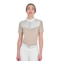 Women's slim fit competition polo shirt with silk-like fabric inserts