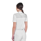 Women's slim fit competition polo shirt with silk-like fabric inserts