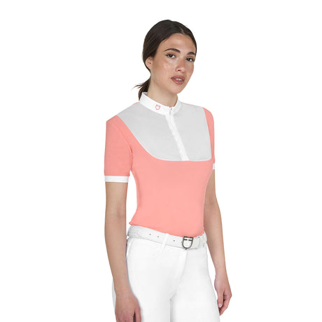 Elegant women's short-sleeve jacquard competition polo