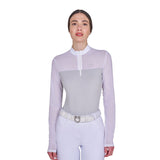 Women's long-sleeved competition polo shirt with micro-mesh inserts