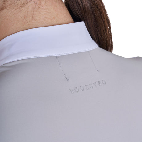Women's long-sleeved competition polo shirt with micro-mesh inserts