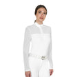 Women's long-sleeved competition polo shirt with micro-mesh inserts