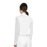 Women's long-sleeved competition polo shirt with micro-mesh inserts