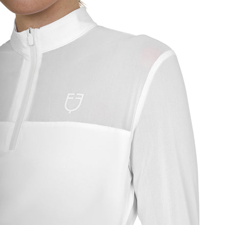 Women's long-sleeved competition polo shirt with micro-mesh inserts