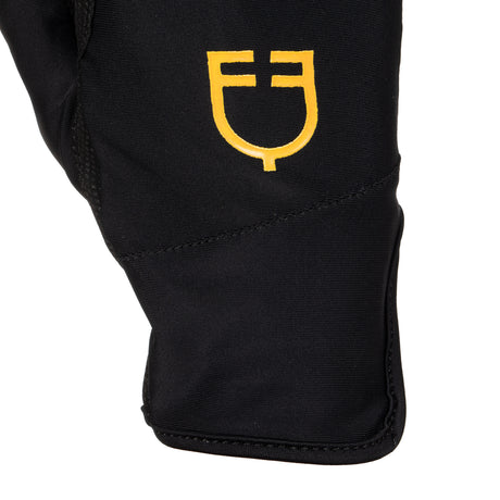 Equestro Women's Gloves In Special Elastane Fabric With Logo #colour_black