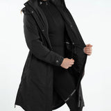 EQUIDRY Women's Bronte Riding Coat with Removable Hood #colour_black