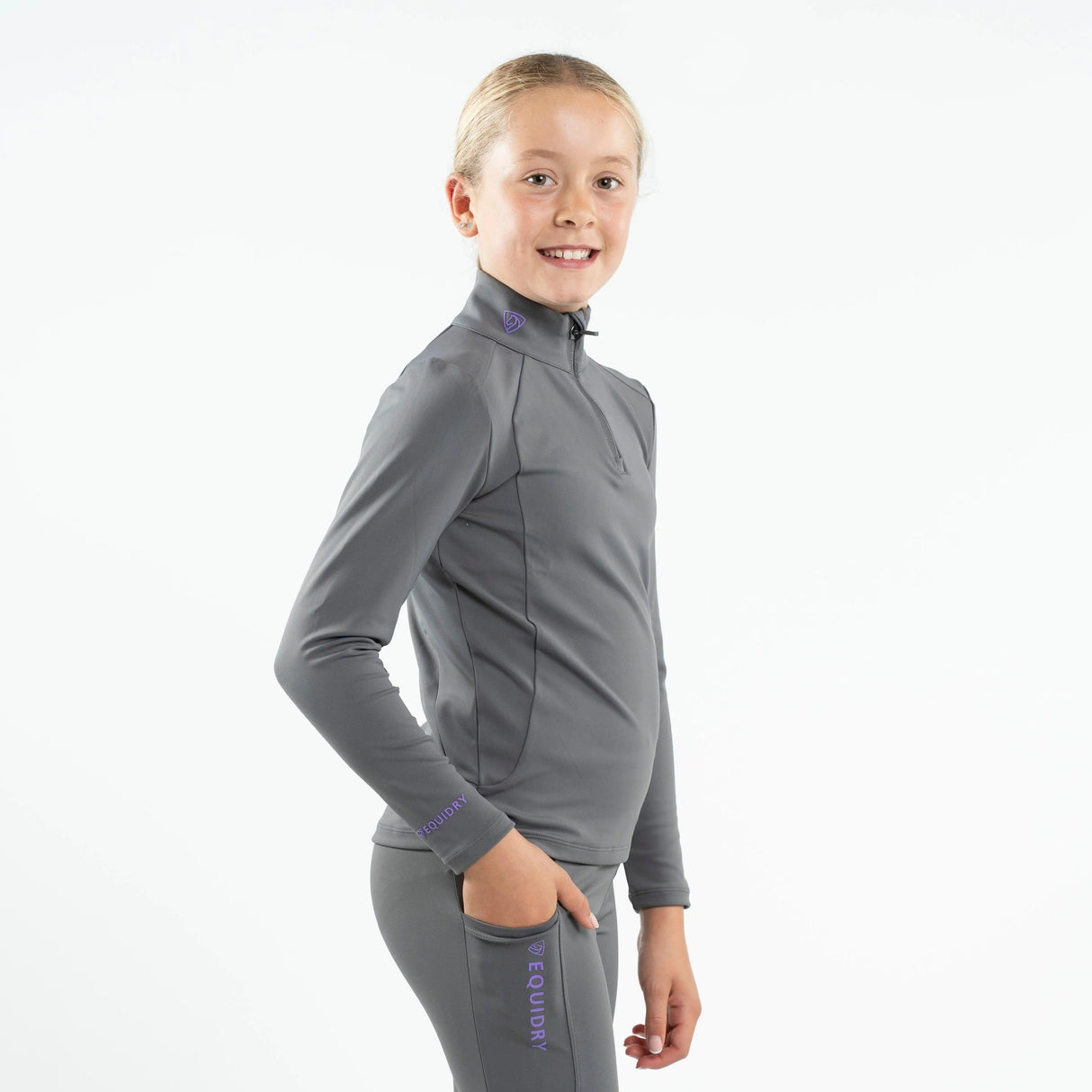 EQUIDRY Children's Water Repellent Base Layer #colour_grey-lilac
