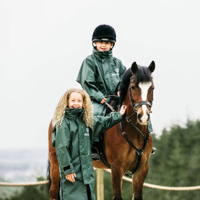 EQUIDRY Children's Mesh Lined Evolution #colour_black-forest-green-peacock-pink