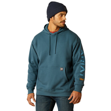 Ariat Men's Rebar Graphic Hoodie - Stargazer/Larkspur #colour_blue