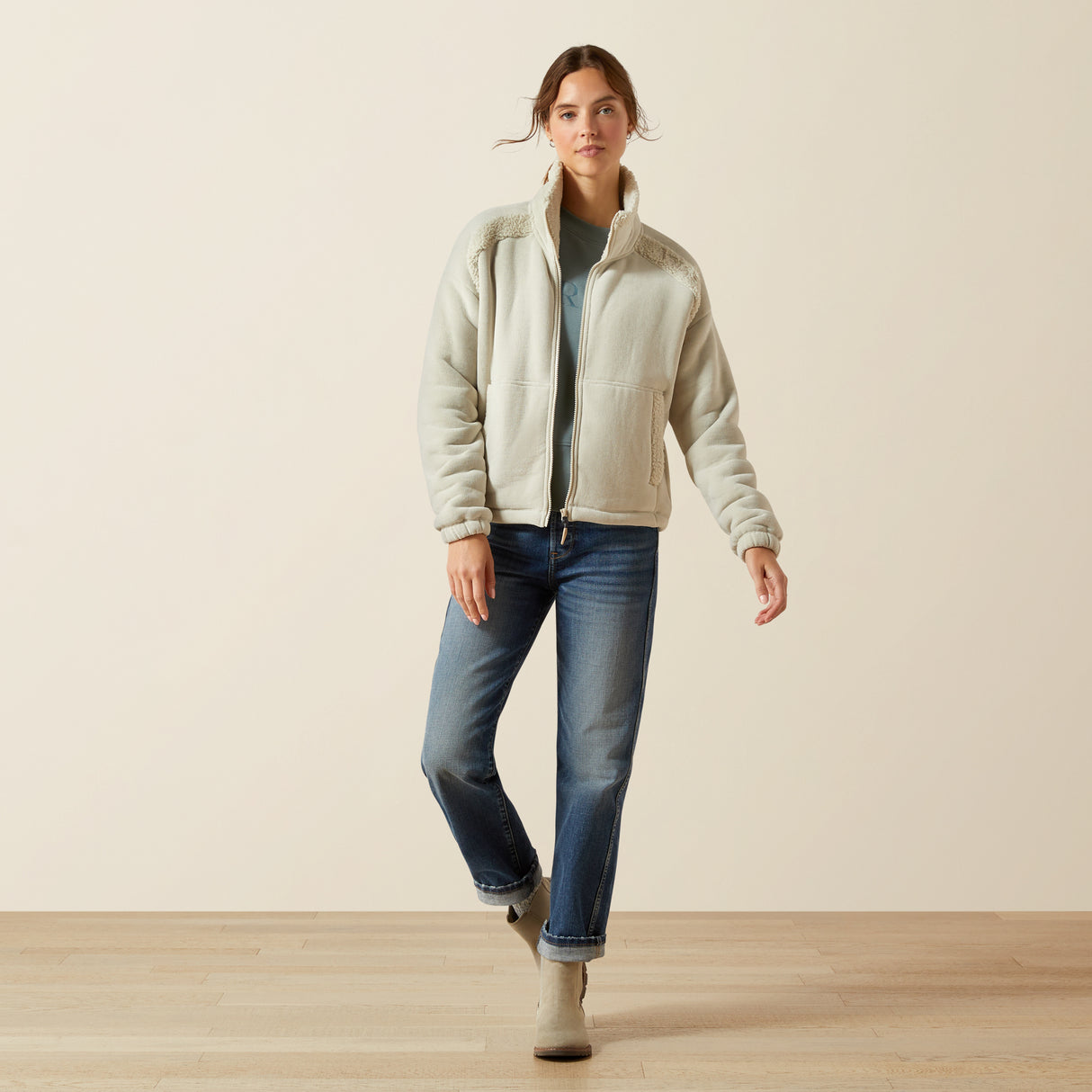 Ariat Women's Lafayette Ful Zip Sweatshirt #colour_pelican