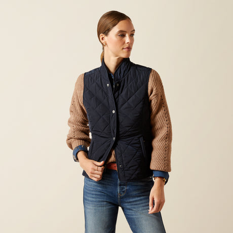 Ariat Women's Woodside Vest - Navy/Navy Floral Print #colour_navy-navy-floral-print
