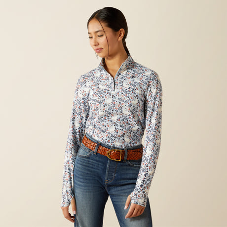 Ariat Youth Lowell 3.0 1/4 Zip Long Sleeve Baselayer - Posey Pony Print #colour_posey-pony-print
