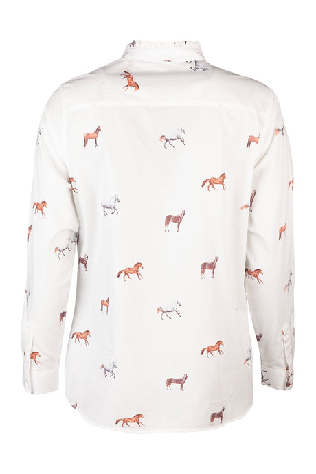 Rydale Ladies Oxford Cotton Ruffled Shirt - Ivy