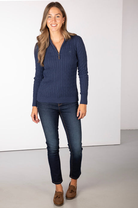 Rydale Ladies Quarter Zip Cable Knit Jumper - Emma
