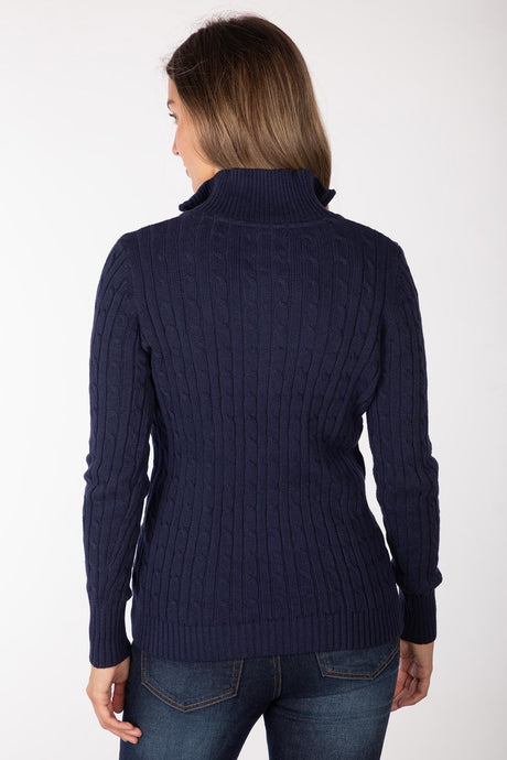 Rydale Ladies Quarter Zip Cable Knit Jumper - Emma