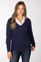 Rydale Ladies V Neck Cable Knit Jumper - Emma