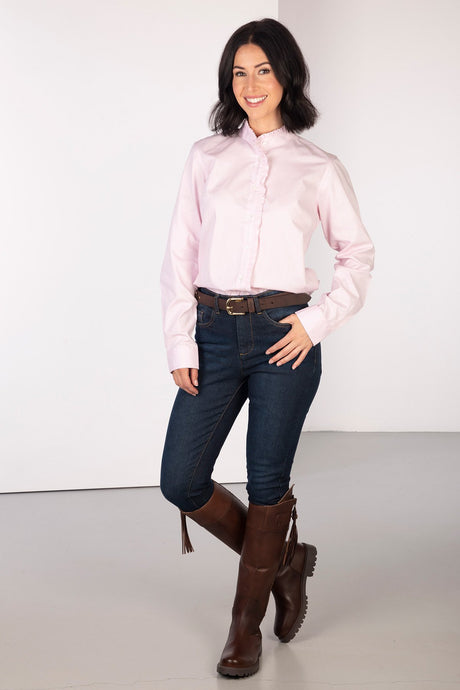 Rydale Ladies Oxford Cotton Ruffled Shirt - Ivy