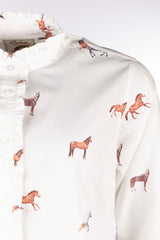 Rydale Ladies Oxford Cotton Ruffled Shirt - Ivy