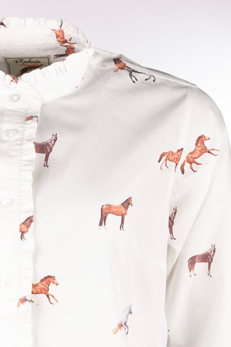 Rydale Ladies Oxford Cotton Ruffled Shirt - Ivy