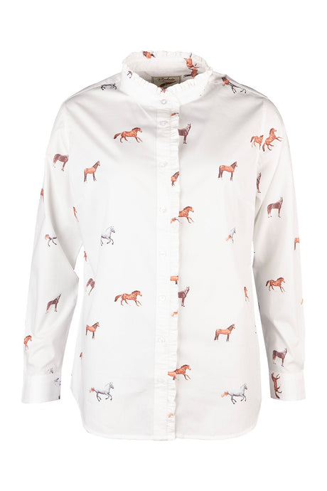 Rydale Ladies Oxford Cotton Ruffled Shirt - Ivy
