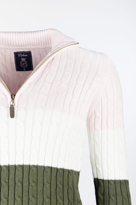 Rydale Ladies Striped Quarter Zip Jumper - Bramham