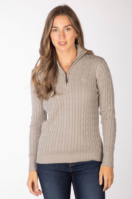 Rydale Ladies Quarter Zip Cable Knit Jumper - Emma