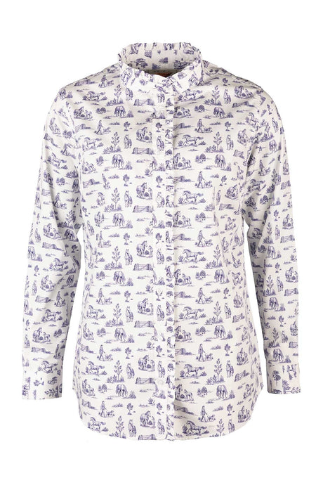 Rydale Ladies Oxford Cotton Ruffled Shirt - Ivy