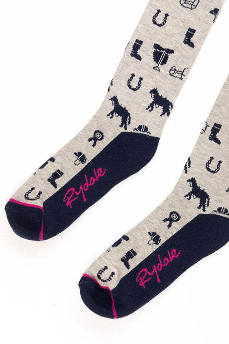 Rydale Ladies Horse Print Knee Length Riding Socks