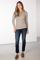Rydale Ladies Quarter Zip Cable Knit Jumper - Emma