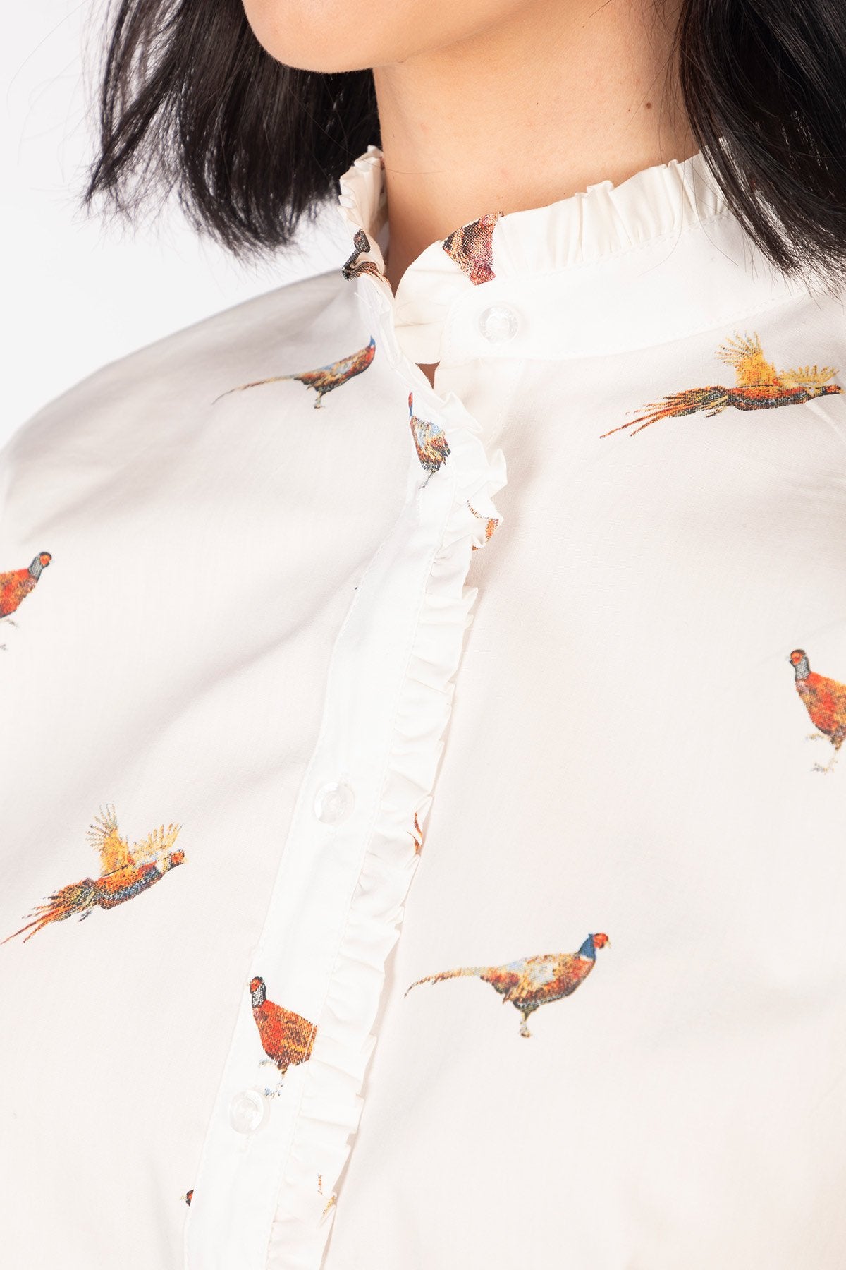 Rydale Ladies Oxford Cotton Ruffled Shirt - Ivy