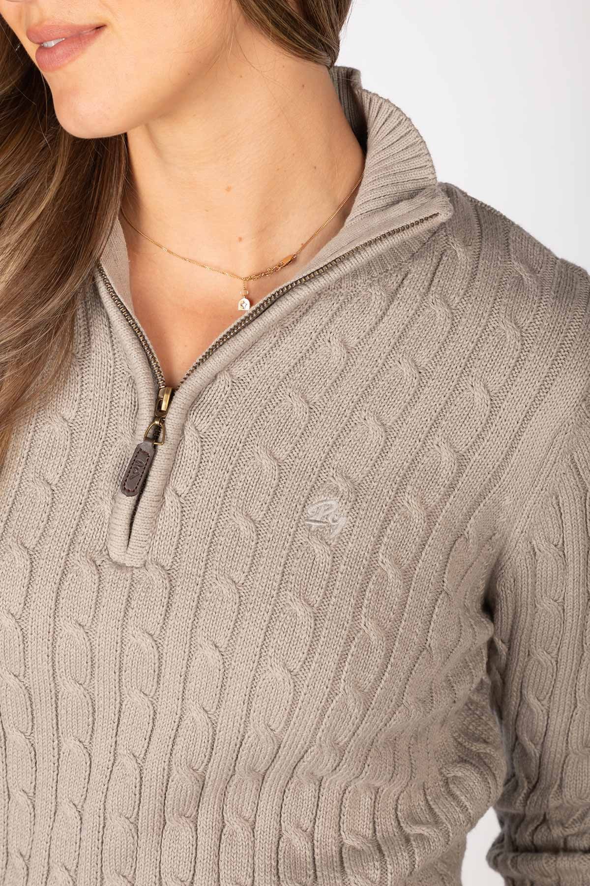 Rydale Ladies Quarter Zip Cable Knit Jumper - Emma