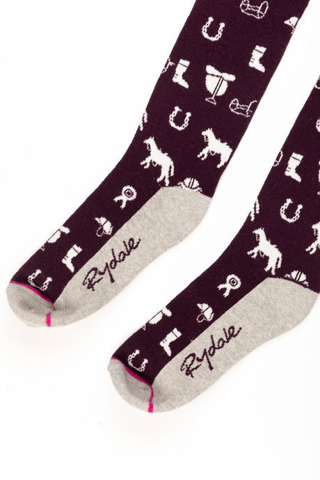 Rydale Ladies Horse Print Knee Length Riding Socks