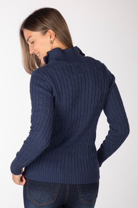 Rydale Ladies Quarter Zip Cable Knit Jumper - Emma