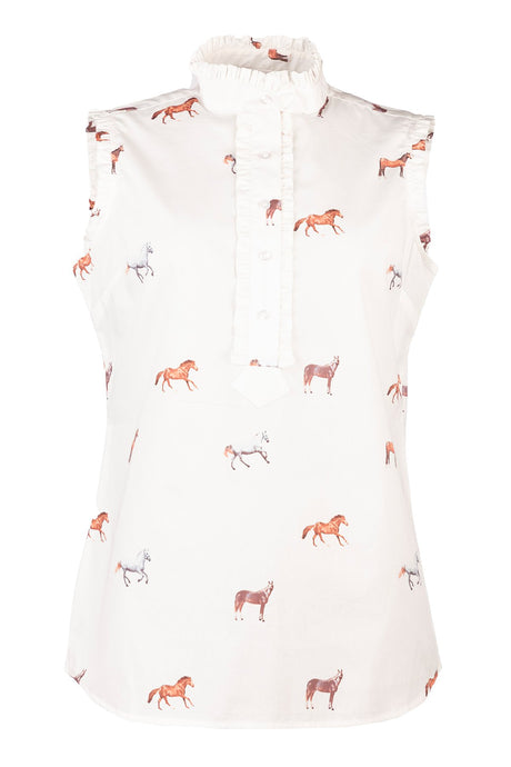 Rydale Ladies Ruffled Sleeveless Overhead Shirt - Wistow