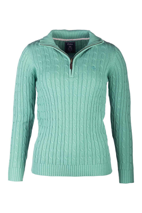 Rydale Ladies Quarter Zip Cable Knit Jumper - Emma